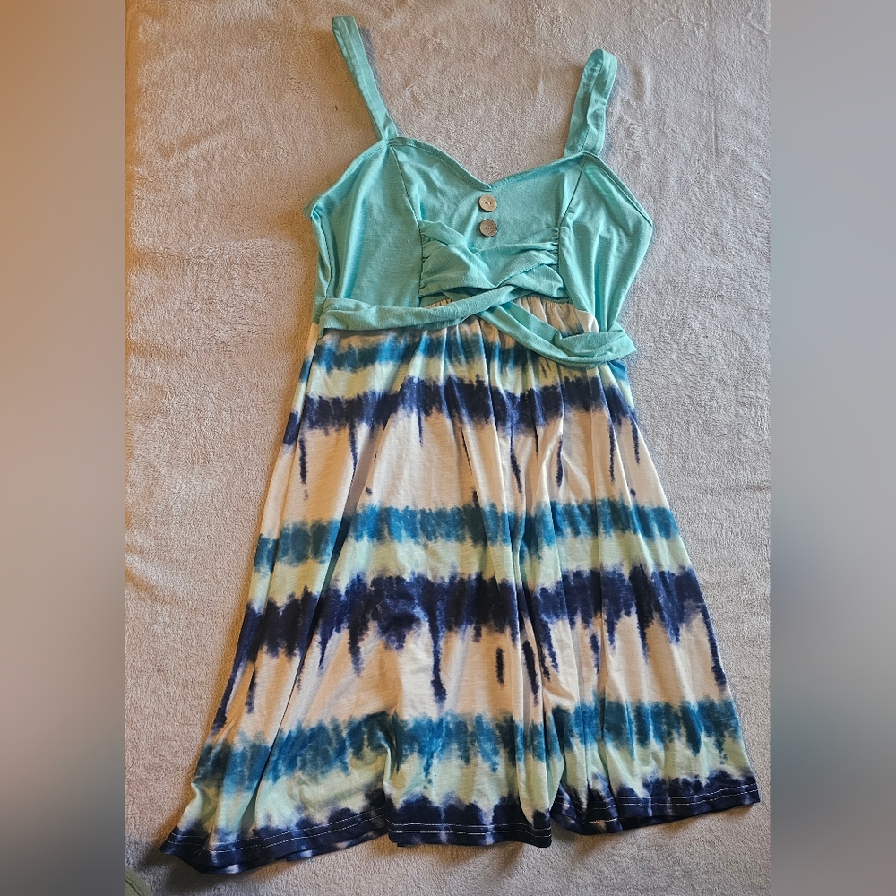 Temu Womens Sleveless Dress Blue Top And Tie Dye Stripe Bottom Size Medium